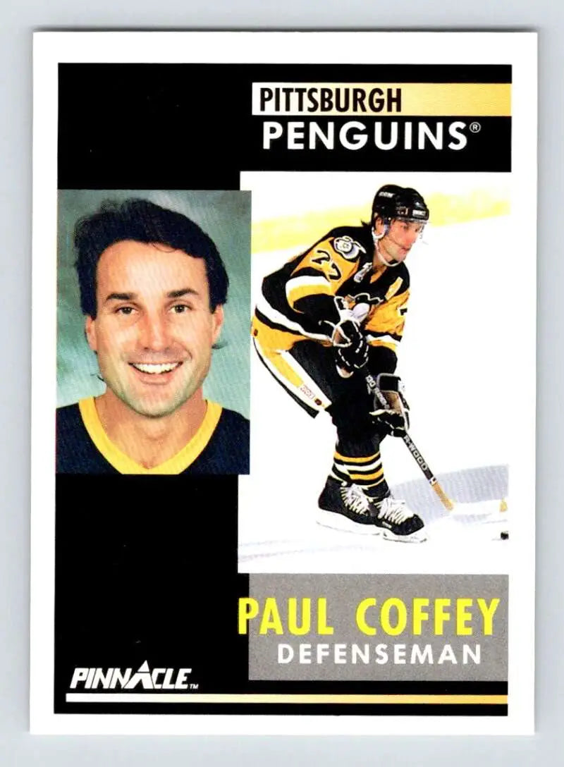 Paul Coffey Pittsburgh Penguins hockey card with portrait and action shot