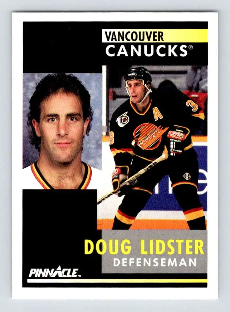 Hockey card of Doug Lidster in black and yellow Vancouver Canucks uniform