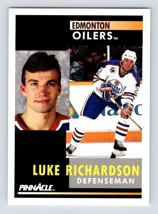 Hockey trading card of Luke Richardson from the Edmonton Oilers Pinnacle brand