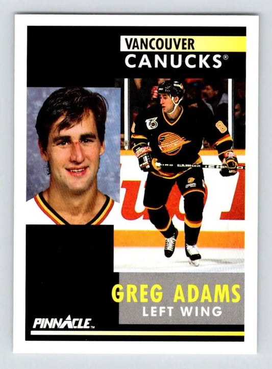 Hockey trading card of Greg Adams featuring Vancouver Canucks player poses