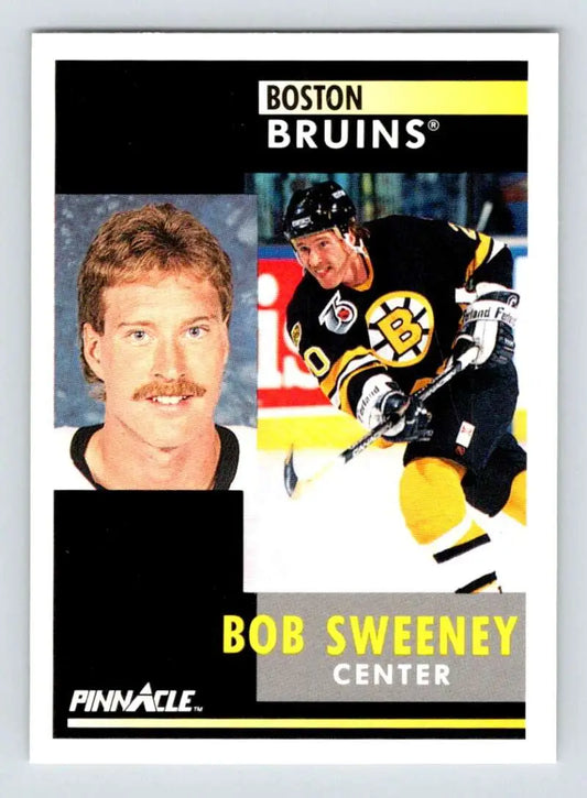 Boston Bruins Hockey Card featuring Bob Sweeney in portrait and action poses