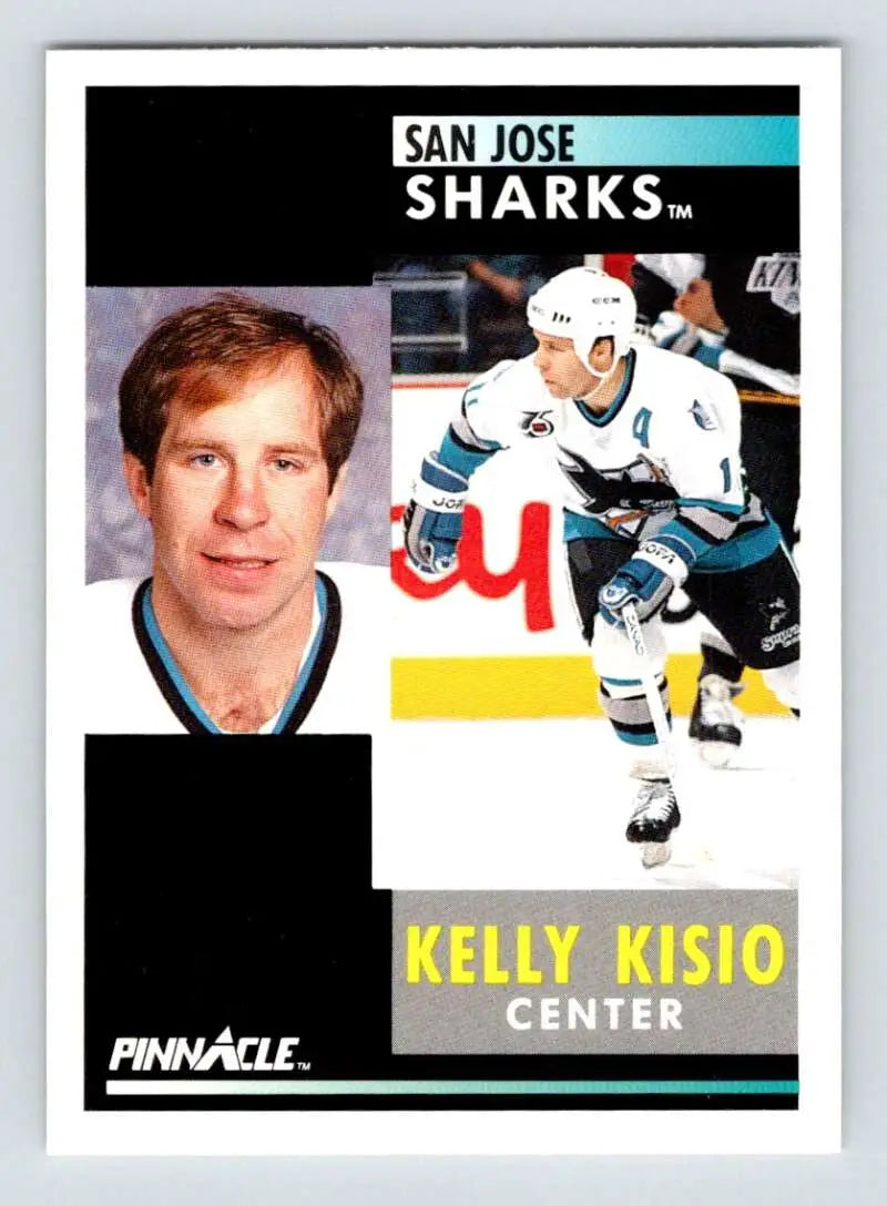 Hockey card of San Jose Sharks player #41 Kelly Kisio from 1991-92 Pinnacle