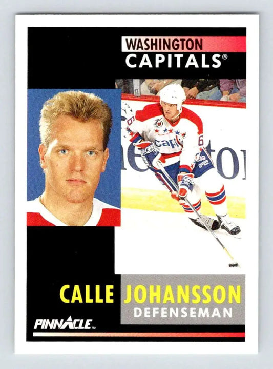 Calle Johansson Washington Capitals hockey card from 1991-92 Pinnacle set