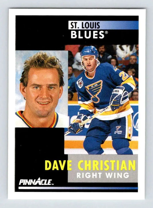 Hockey card featuring Dave Christian of the St. Louis Blues in action poses