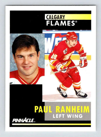 Paul Ranheim Calgary Flames hockey card in red uniform from 1991-92 Pinnacle set