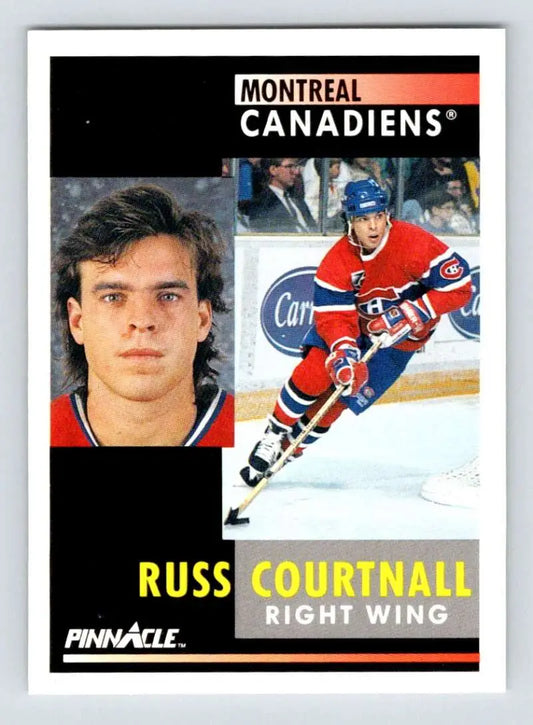 Hockey card of Russ Courtnall featuring Montreal Canadiens player poses