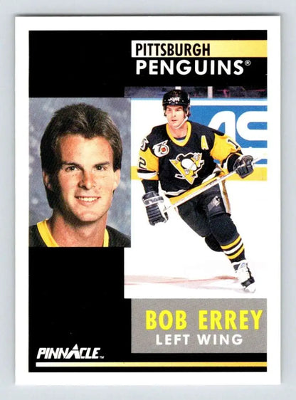 Pittsburgh Penguins hockey card featuring Bob Errey in portrait and action poses