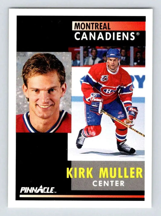 Kirk Muller Montreal Canadiens hockey card in red and blue uniform from 1991-92 Pinnacle