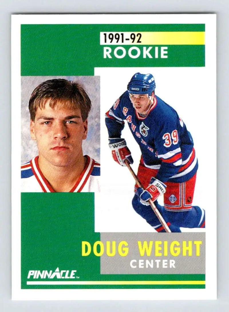 1991-92 Pinnacle Doug Weight New York Rangers hockey card featuring player number 39