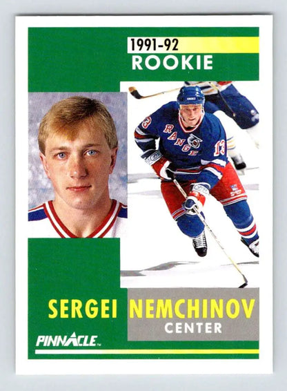 1991-92 Pinnacle hockey card of Sergei Nemchinov, New York Rangers player