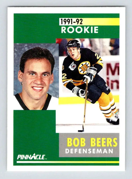 1991-92 Pinnacle #326 Bob Beers Boston Bruins hockey rookie card in NM-MT condition