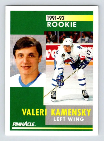 1991-92 Pinnacle Valeri Kamensky Hockey Card featuring Quebec Nordiques player image