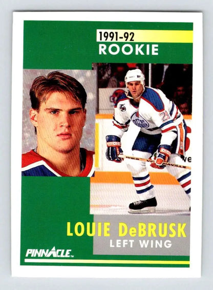 1991-92 Pinnacle Louie DeBrusk Edmonton Oilers Hockey Card NM-MT Rookie Card