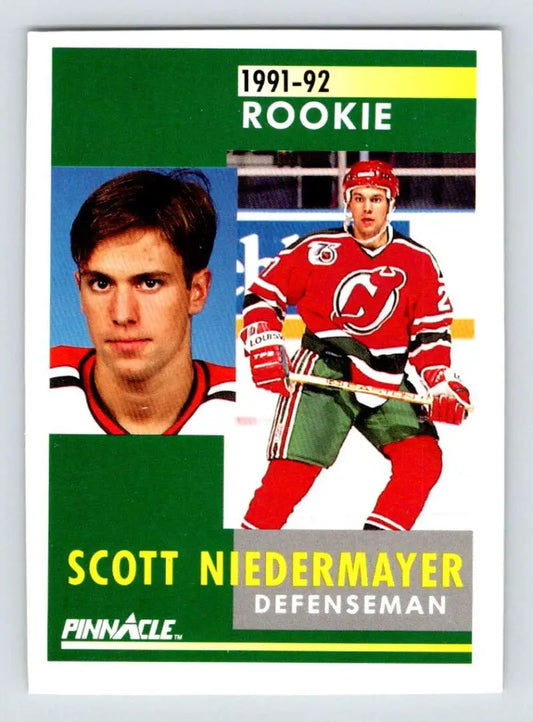 1991-92 Pinnacle Hockey Card of Scott Neidermayer from New Jersey Devils in action