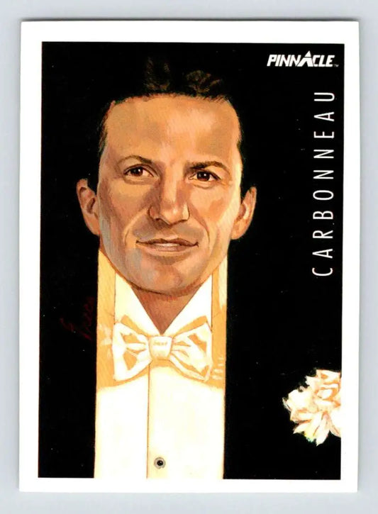 Trading card of Guy Carbonneau in tuxedo for Montreal Canadiens hockey card series