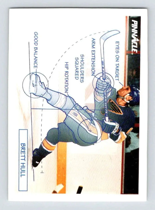 Brett Hull diving shot on ice featured in Louis Blues hockey card 1991-92 Pinnacle 376