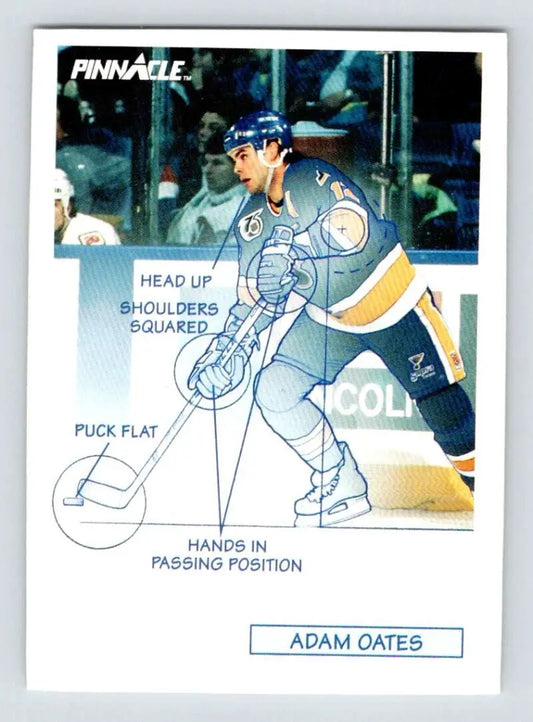 Hockey card featuring Adam Oates skating technique diagram for Louis Blues fans