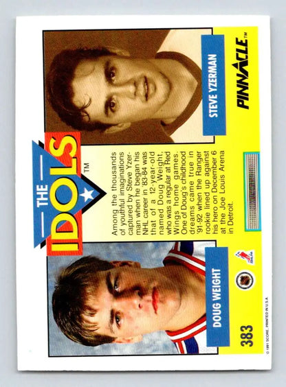 Vintage sports trading card of Steve Yzerman and Doug Weight for New York Rangers