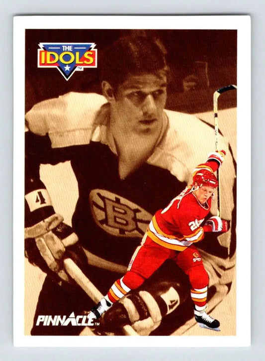 Hockey trading card featuring Gary Suter and Bobby Orr, showcasing Calgary Flames legacy