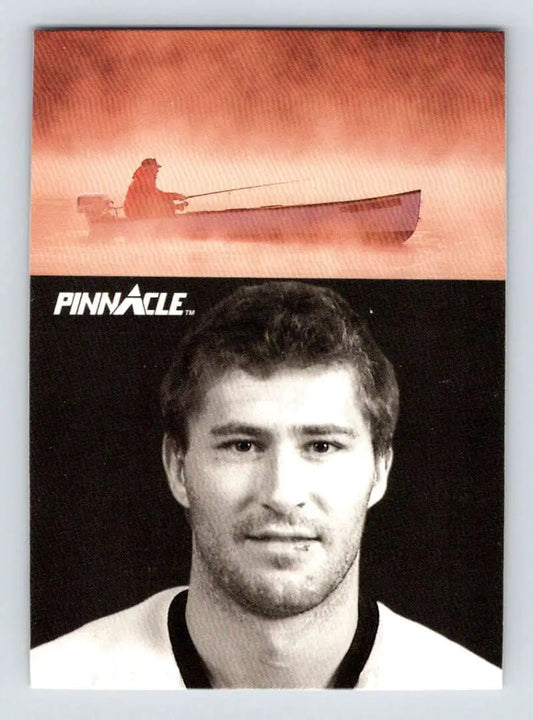 Pinnacle hockey card featuring Bob Carpenter with scenic fishing at the top, Boston Bruins