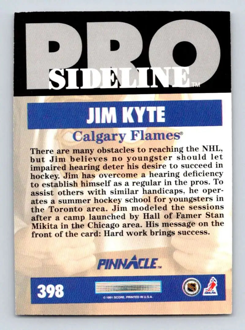 Jim Kyte Calgary Flames hockey card from 1991-92 Pinnacle Pro Sideline series