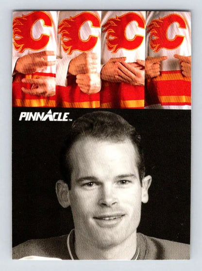 Hockey card of Jim Kyte from Calgary Flames with Pinnacle logo, 1991-92 edition