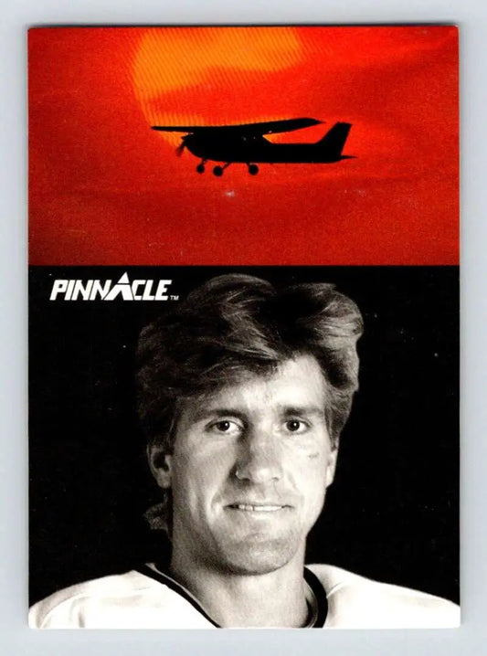 Rod Buskas Chicago Blackhawks hockey card with airplane silhouette against red sky