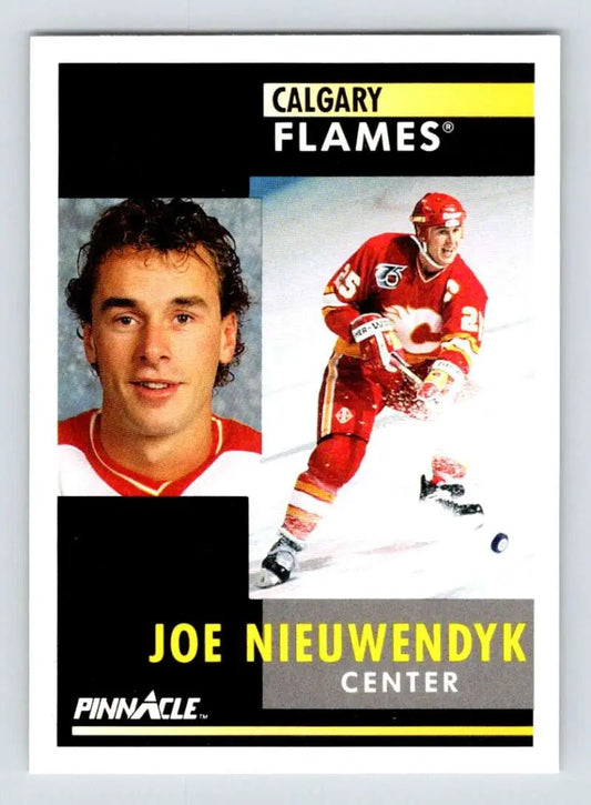 Joe Nieuwendyk Calgary Flames hockey card featuring headshot and action photos