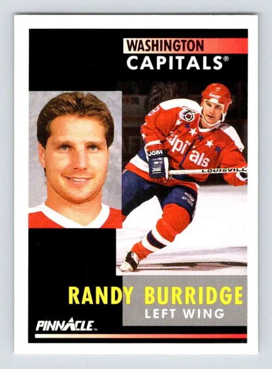 1991-92 Pinnacle Randy Burridge Washington Capitals hockey card featuring left wing player