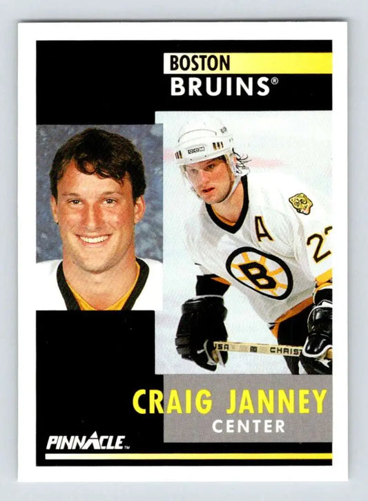 Boston Bruins hockey card of Craig Janney wearing jersey number 2 from 1991-92 Pinnacle