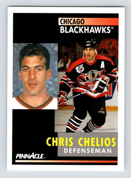 Chris Chelios Hockey Card showcasing Chicago Blackhawks defenseman in action poses