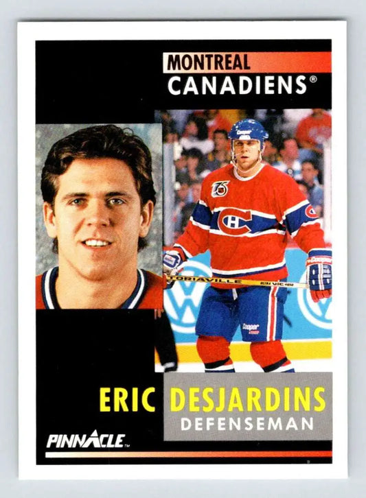 Montreal Canadiens Hockey Card featuring Eric Desjardins in portrait and action poses