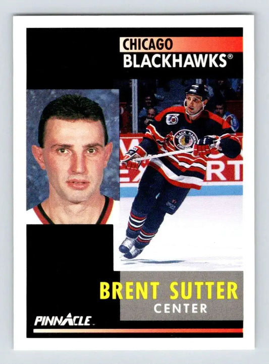 Brent Sutter Chicago Blackhawks hockey card in portrait and action poses