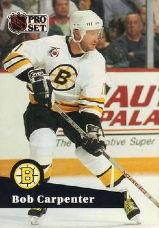 NHL Pro Set hockey card of Bob Carpenter in Boston Bruins uniform