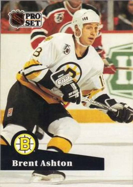 NHL Pro Set hockey card of Brent Ashton in Boston Bruins white jersey