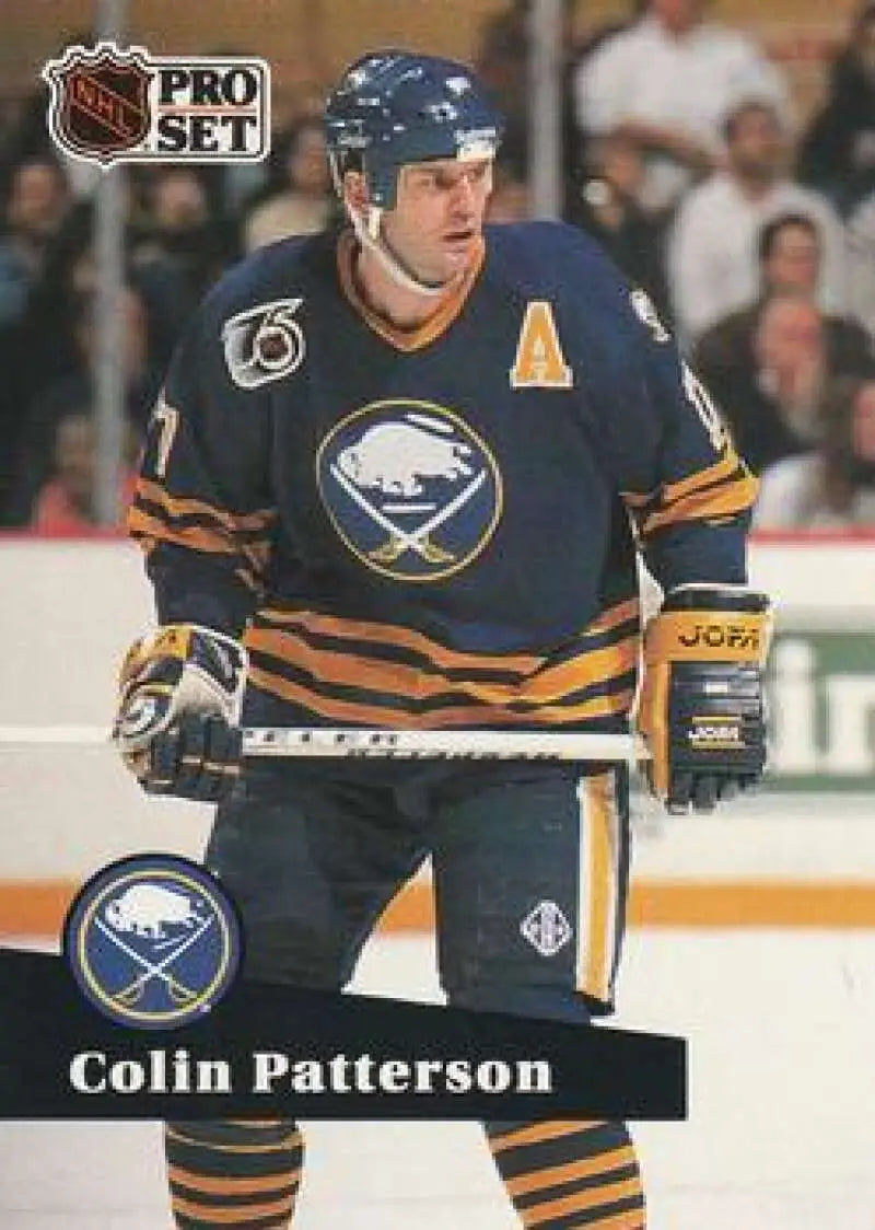 NHL Pro Set hockey card of Colin Patterson in Buffalo Sabres hockey uniform