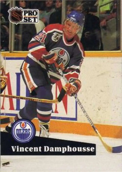 Vincent Damphousse Edmonton Oilers Hockey Card in navy and orange uniform