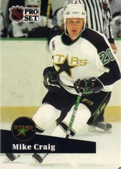 1991-92 Pro Set #405 Mike Craig Minnesota North Stars player in white and black uniform