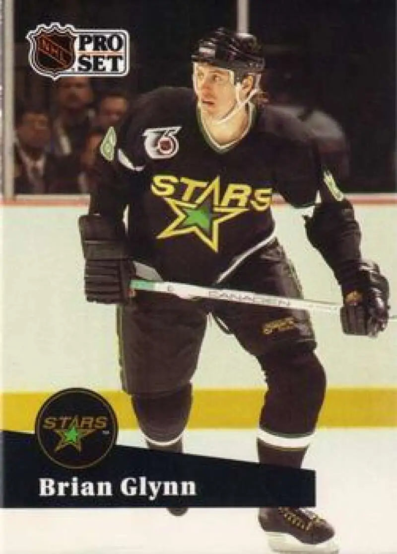 NHL hockey player in black Minnesota North Stars jersey on Minnesota North Stars hockey card