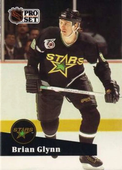 NHL hockey player in black Minnesota North Stars jersey on Minnesota North Stars hockey card