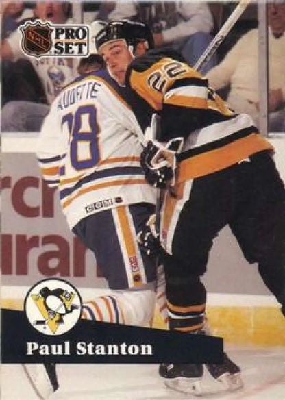 Hockey trading card of Paul Stanton in Pittsburgh Penguins uniform from Pro Set