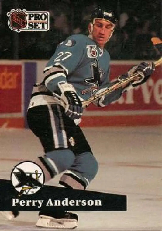 Hockey card of Perry Anderson in teal and black for St. Louis Blues player number 27