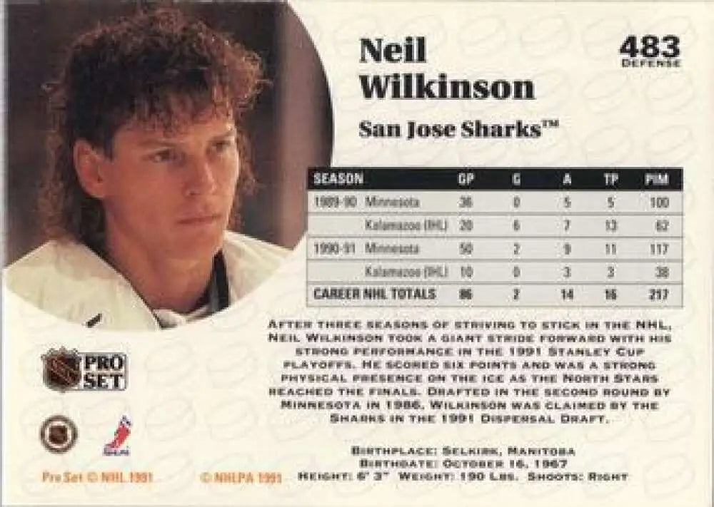 Hockey card featuring Neil Wilkinson from the St. Louis Blues NHL team