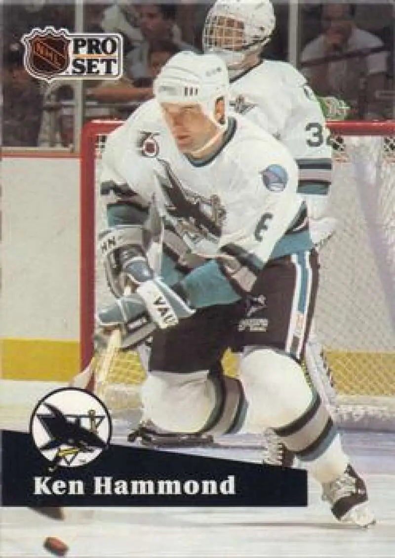 NHL Pro Set hockey card of Ken Hammond in San Jose Sharks uniform for St. Louis Blues