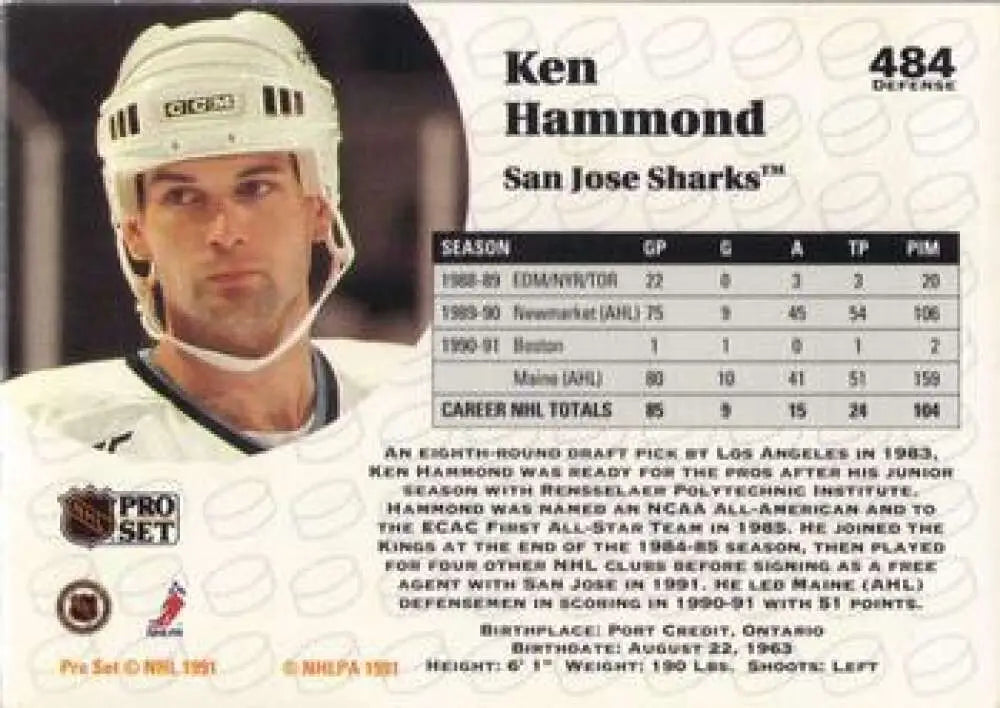 Hockey trading card of Ken Hammond from Pro Set featuring the St. Louis Blues