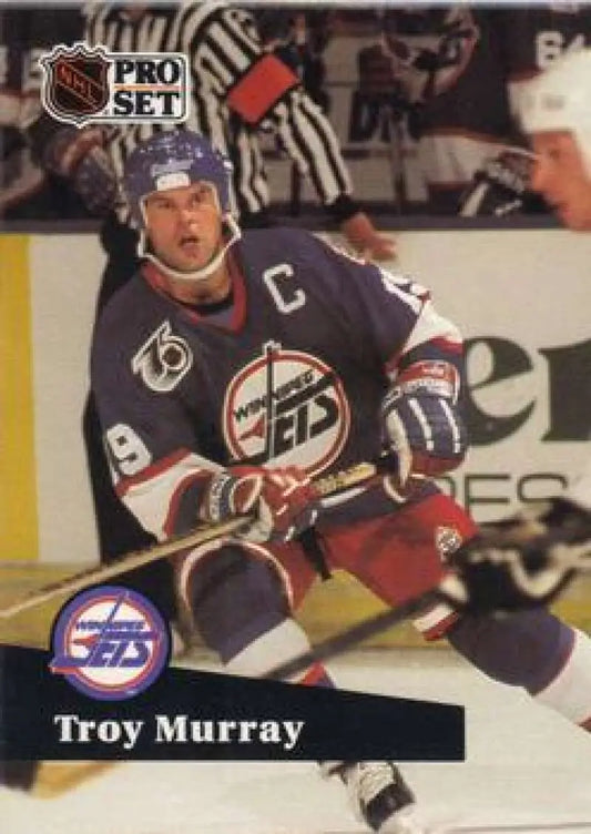 1991-92 Pro Set Troy Murray hockey card featuring Winnipeg Jets jersey number 9