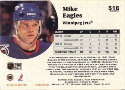 Mike Eagles Winnipeg Jets hockey card in red jersey and blue helmet from Pro Set