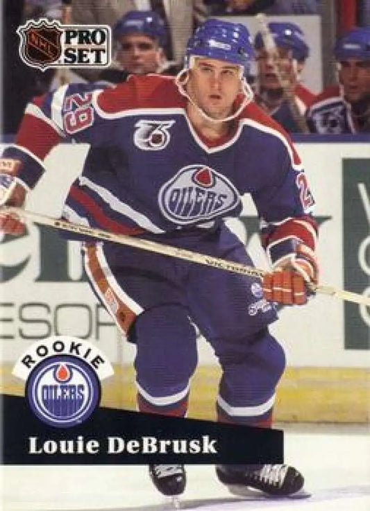 1991-92 Pro Set #535 Louie DeBrusk NM-MT RC Rookie Edmonton Oilers Hockey Card Image 1