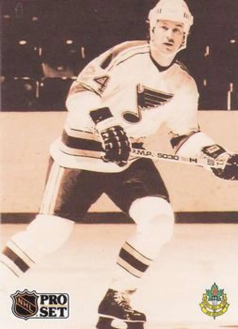 Hockey player in St. Louis Blues uniform skating, representing Bernie Federko Pro Set card