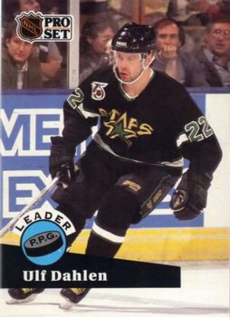 NHL Pro Set hockey card of Ulf Dahlen, Minnesota North Stars player number 22